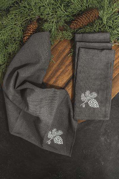 Embroidered Napkins - Slate 